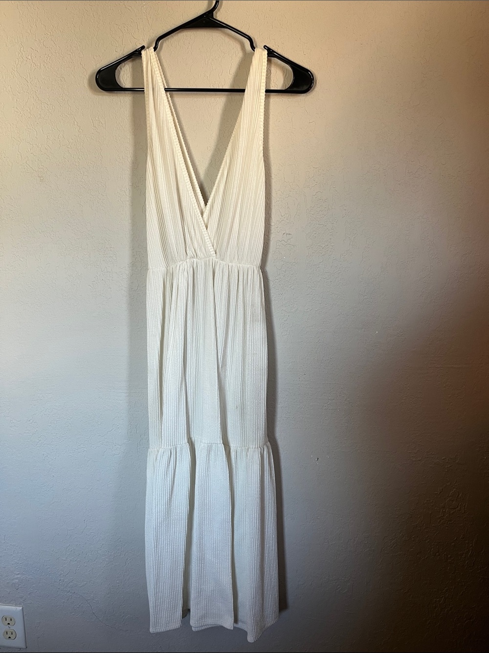 Caution To The Wind Cream Sleeveless V-Neck Tiered Maxi Dress